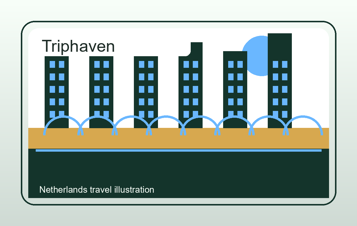 Illustratie van Nederlandse grachten en stadsroutes